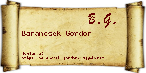 Barancsek Gordon névjegykártya